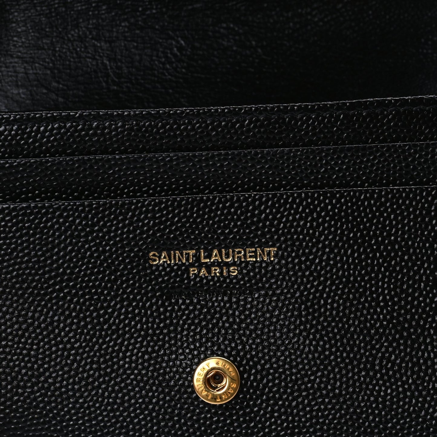 Saint Laurent Grain De Poudre Matelasse Chevron Cassandre Card Case Black