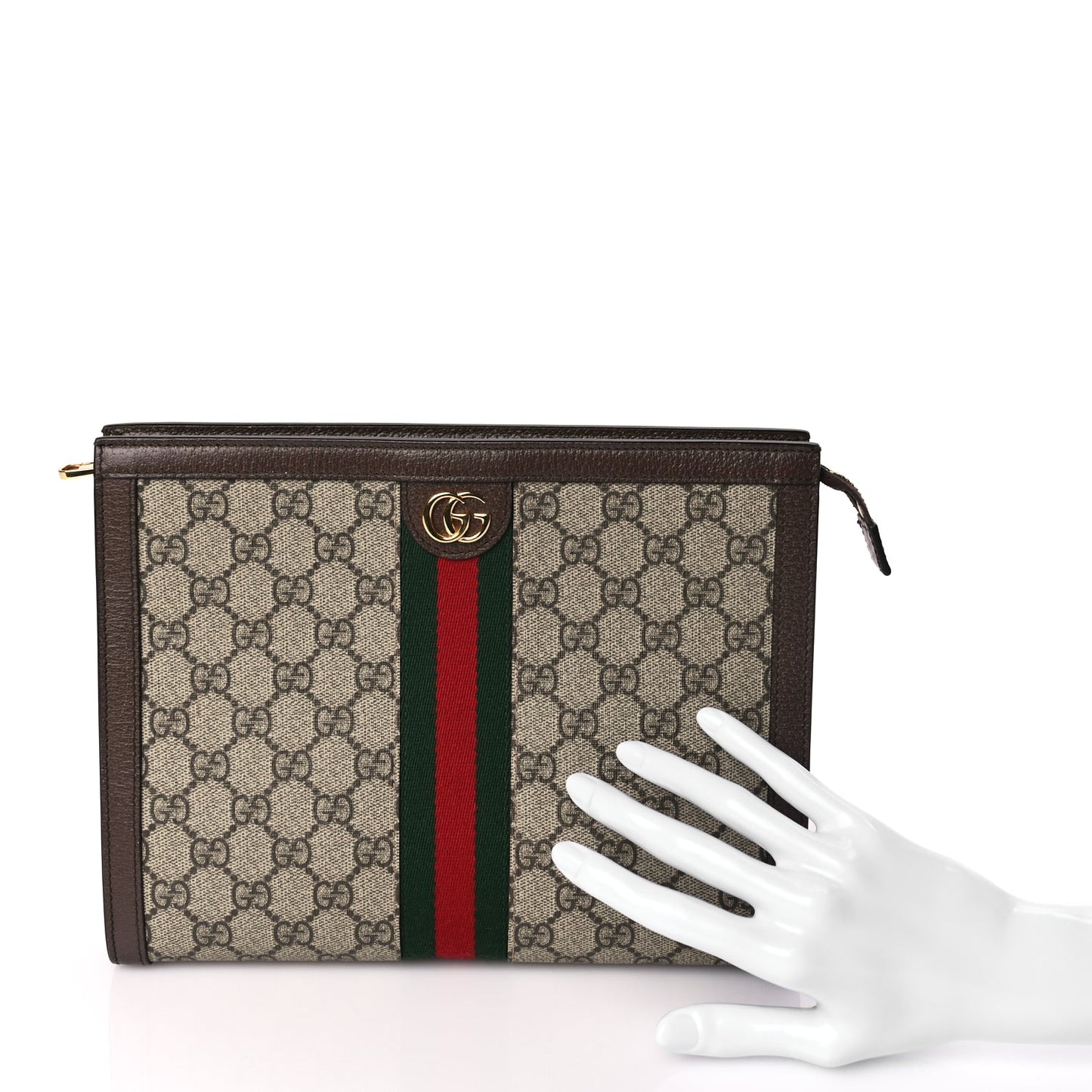 Gucci GG Supreme Monogram Web Ophidia Pouch Brown