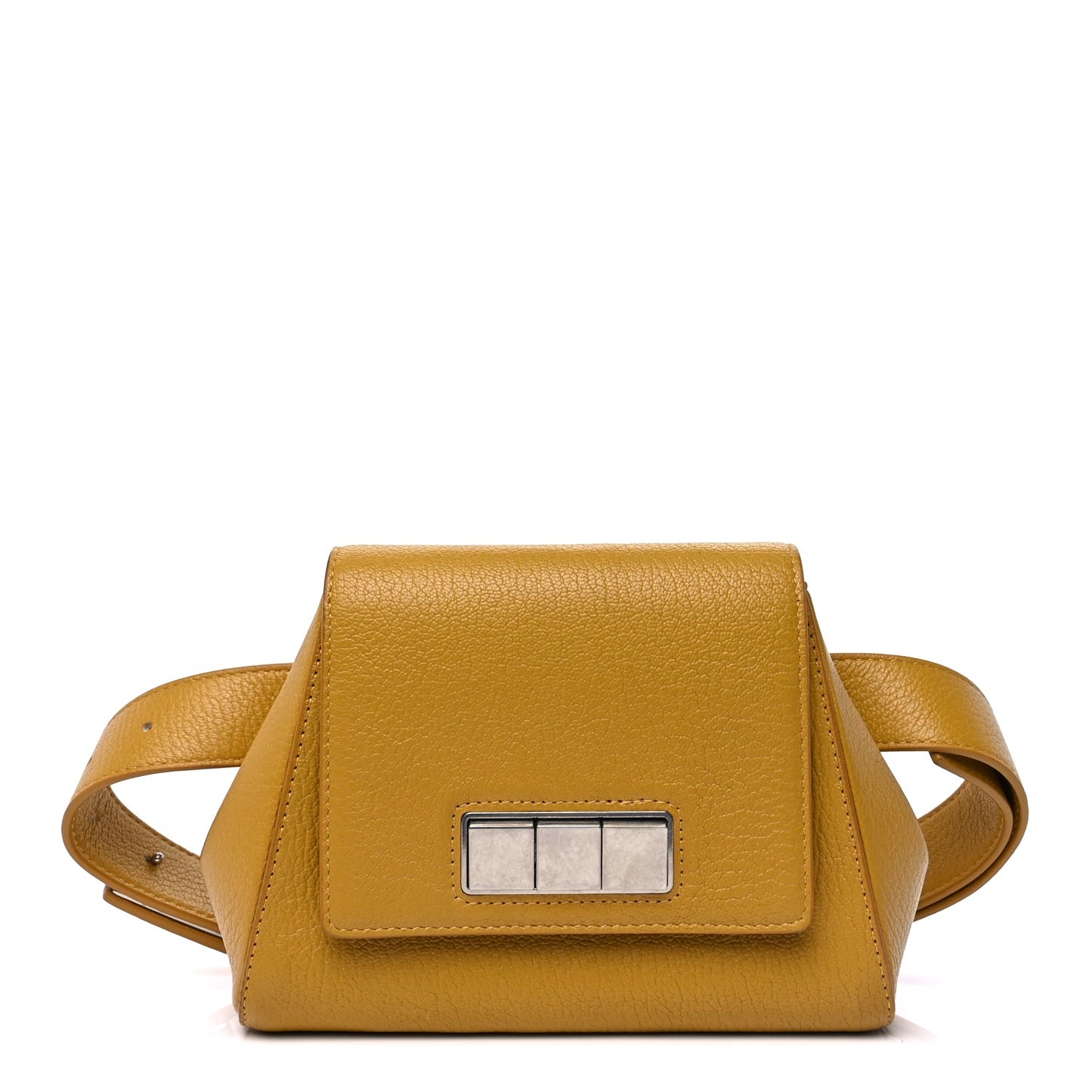 Bottega Veneta Grained Calfskin Geometric Belt Bag  Mustard Yellow