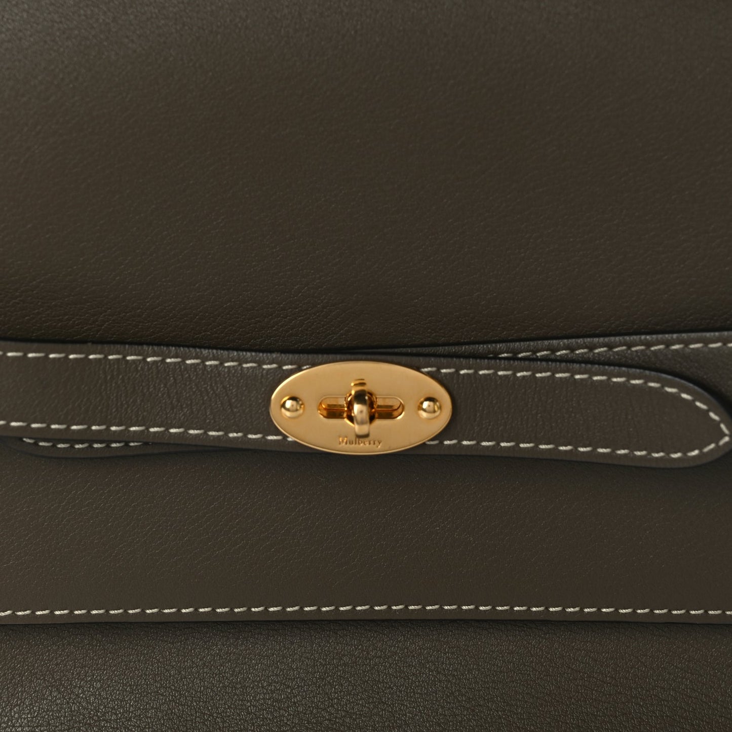 Mulberry Small Classic Grain Calfskin Belted Bayswater Satchel Khaki