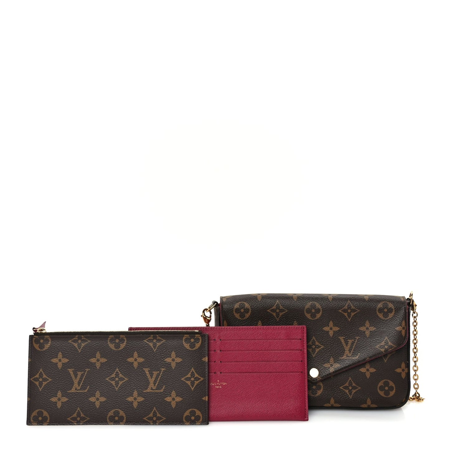Louis Vuitton Monogram Pochette Felicie Chain Wallet  Fuchsia