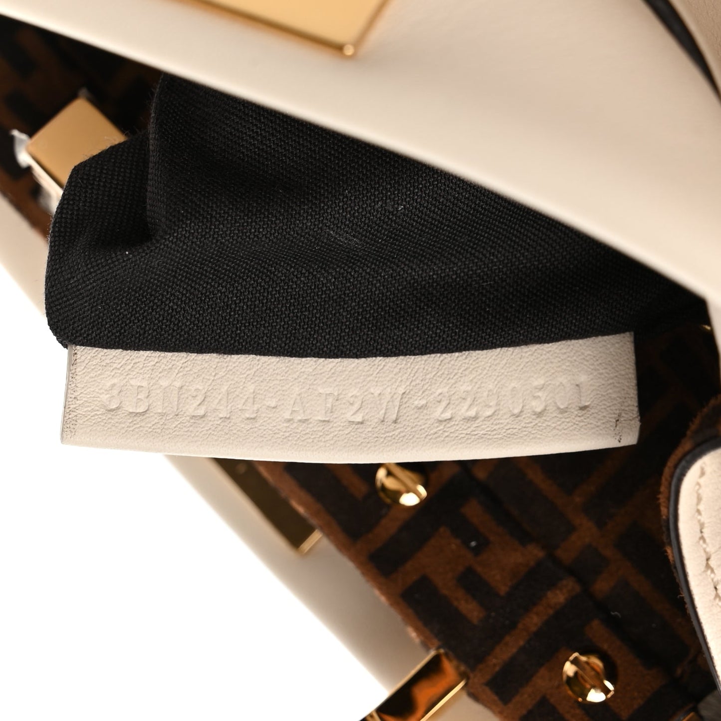 Fendi Vitello Seta Suede FF Mini Peekaboo Iconic Satchel Uovo Sigaro Marrone