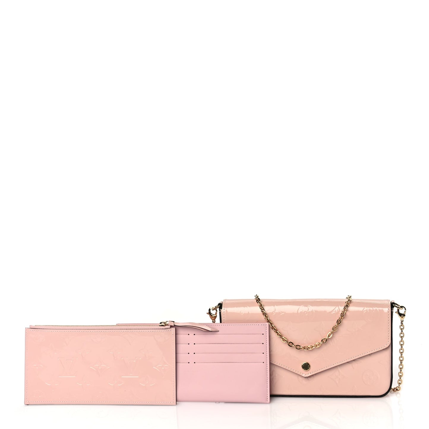 Louis Vuitton Vernis Felicie Chain Wallet  Rose Ballerine