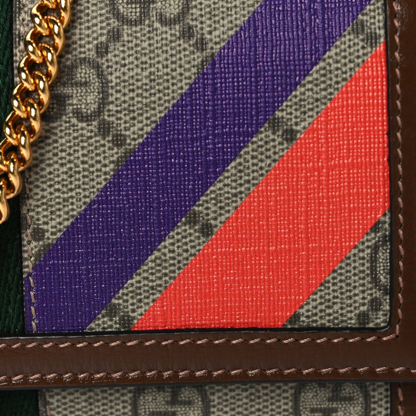 Gucci GG Supreme Monogram Geometric Web Jackie 1961 Chain Wallet  Brown Sugar