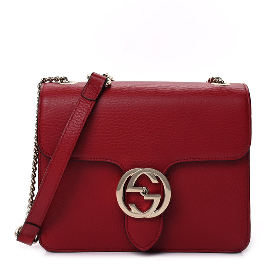 Gucci Dollar Calfskin Small Interlocking G Shoulder Bag Red