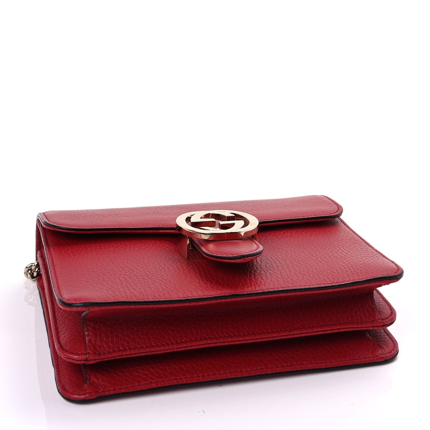 Gucci Dollar Calfskin Small Interlocking G Shoulder Bag Red