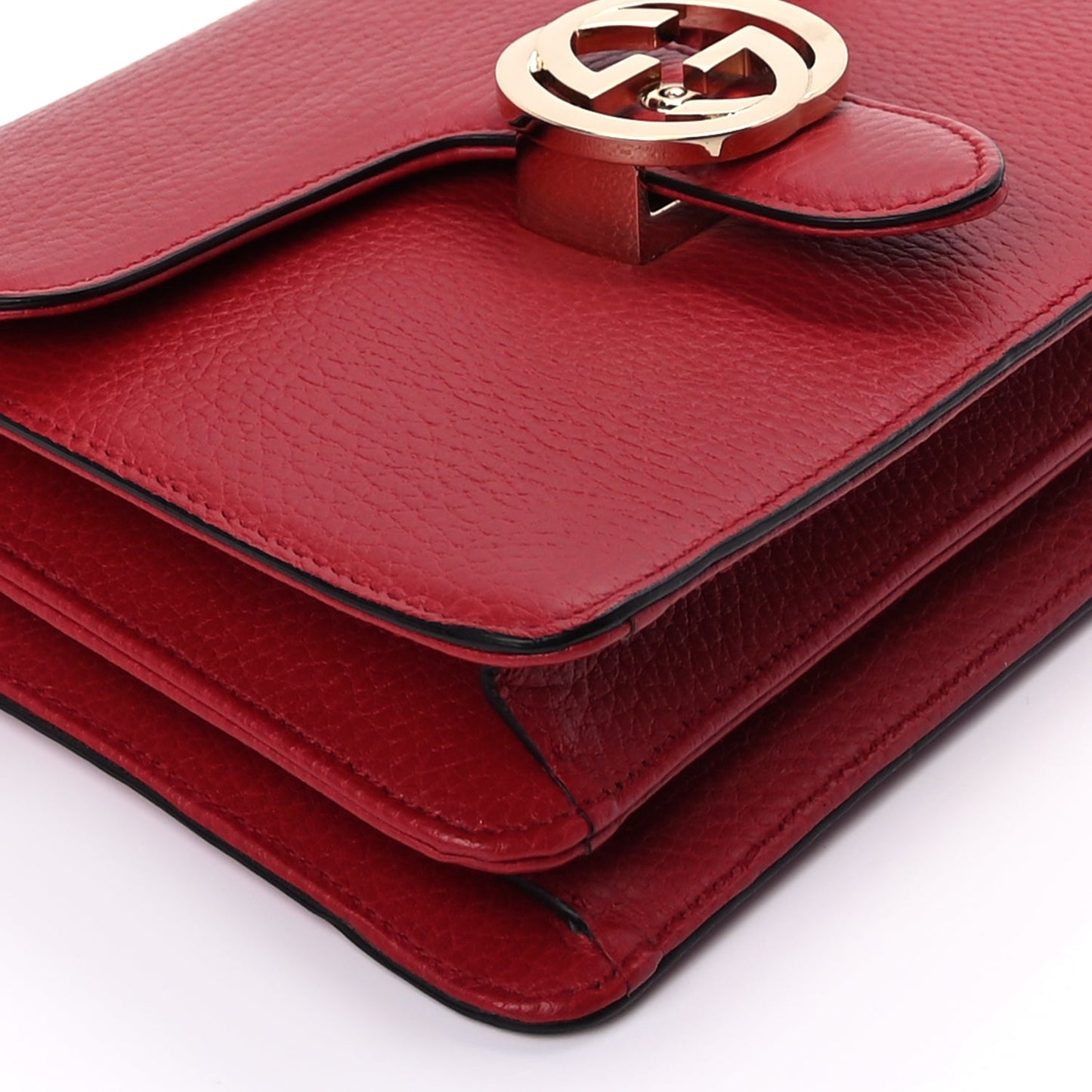 Gucci Dollar Calfskin Small Interlocking G Shoulder Bag Red