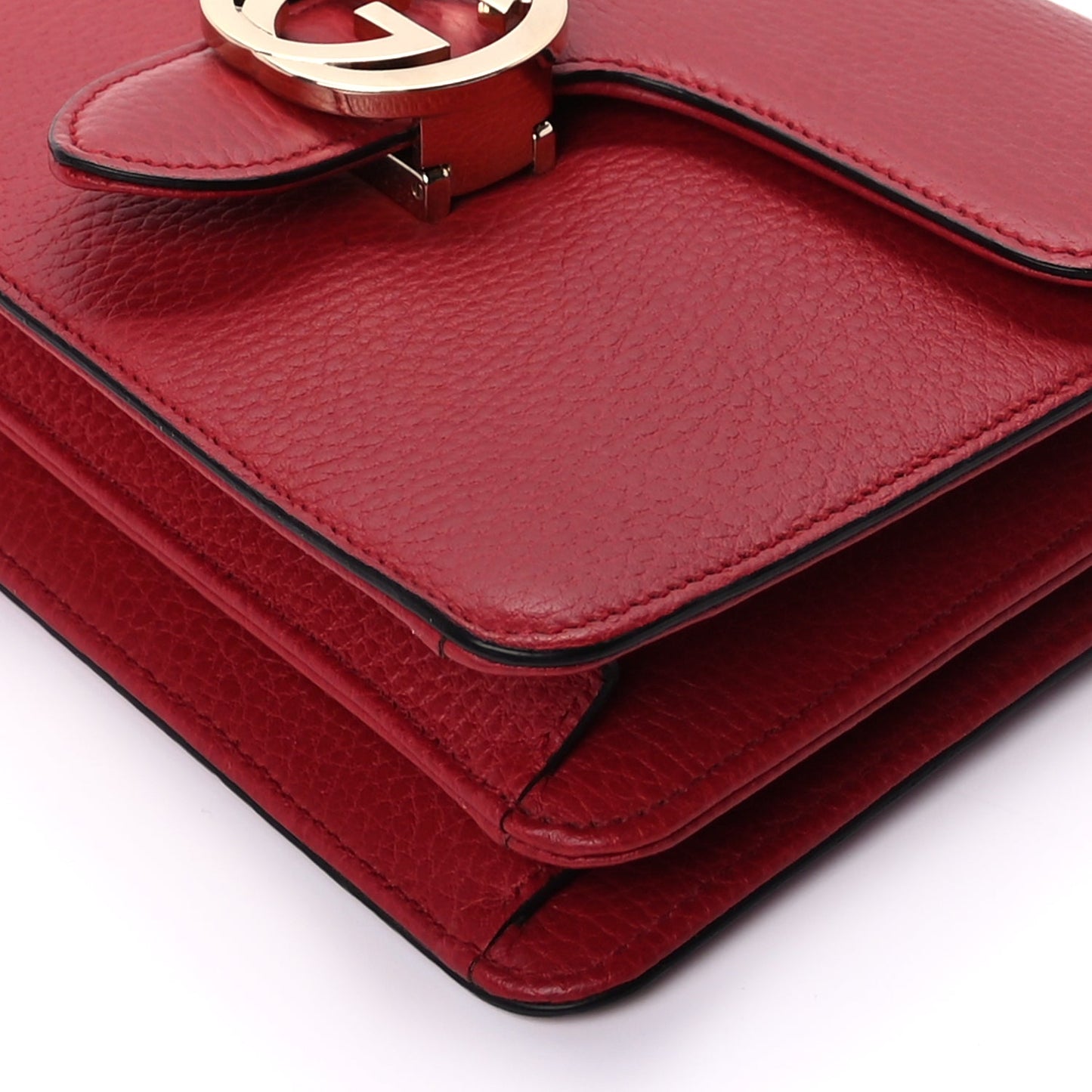 Gucci Dollar Calfskin Small Interlocking G Shoulder Bag Red
