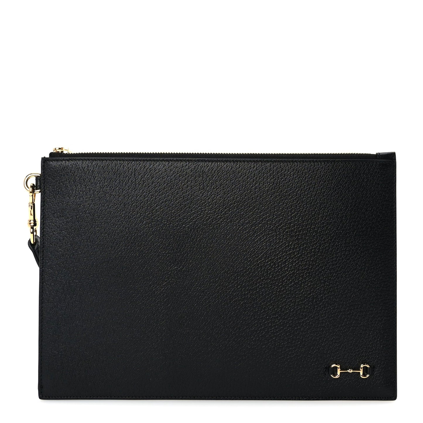 Gucci Calfskin Horsebit 1955 Wristlet Pouch  Black