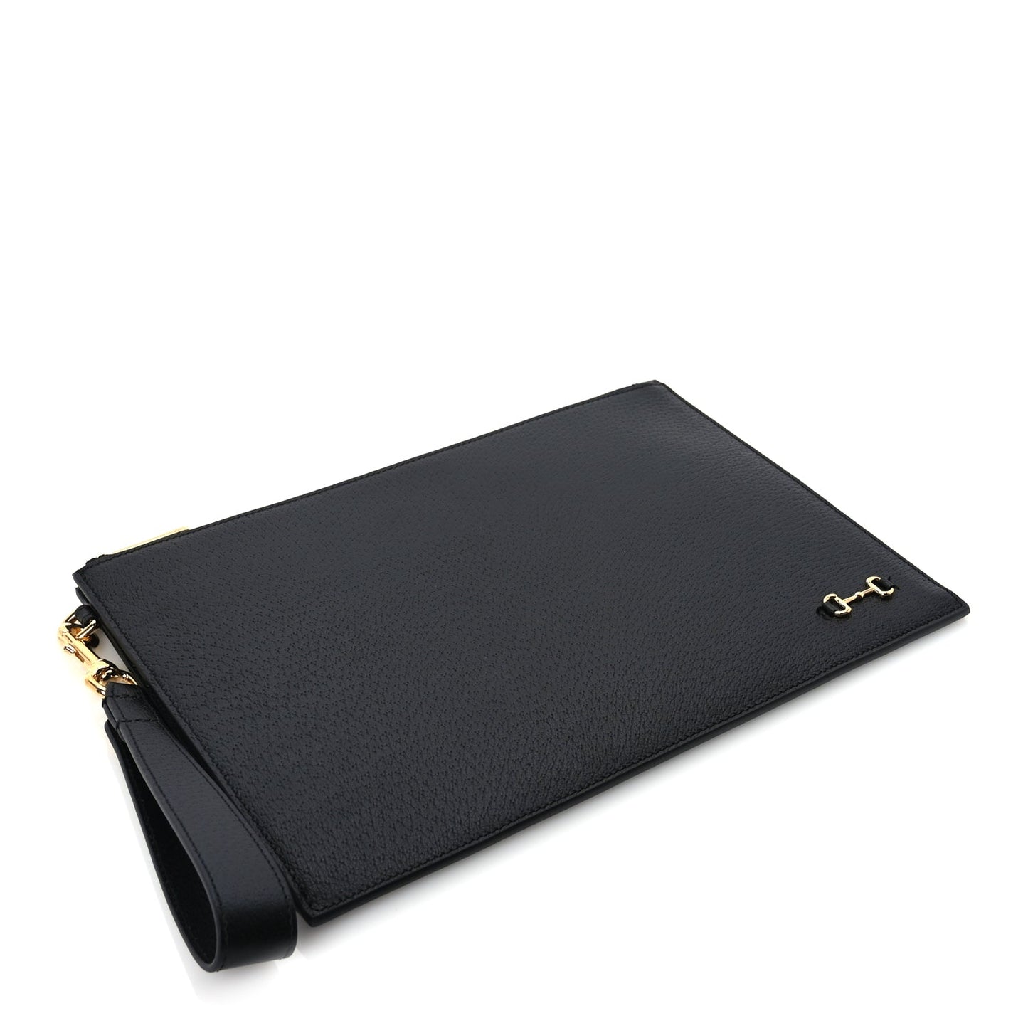 Gucci Calfskin Horsebit 1955 Wristlet Pouch  Black