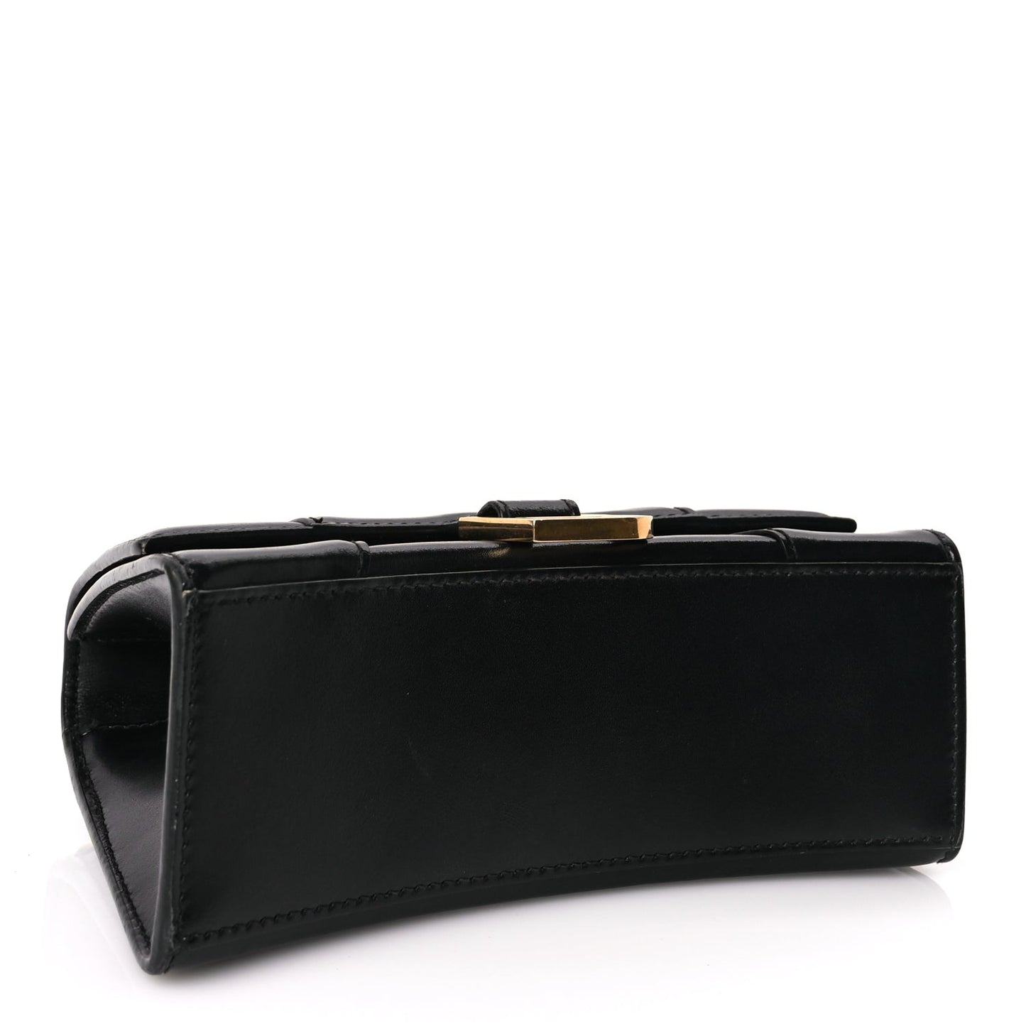 Balenciaga Shiny Box Calfskin Hourglass Top Handle Bag XS Black