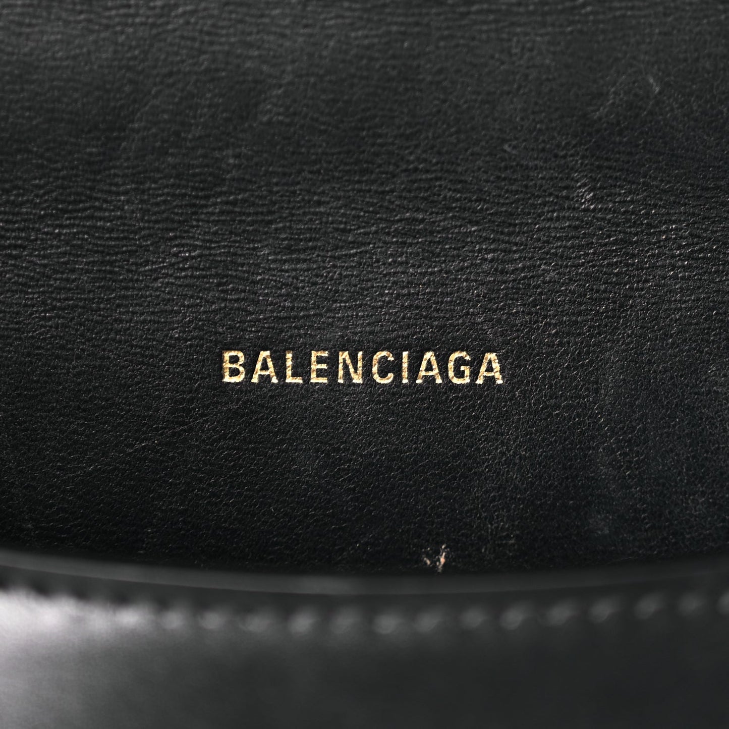 Balenciaga Shiny Box Calfskin Hourglass Top Handle Bag XS Black
