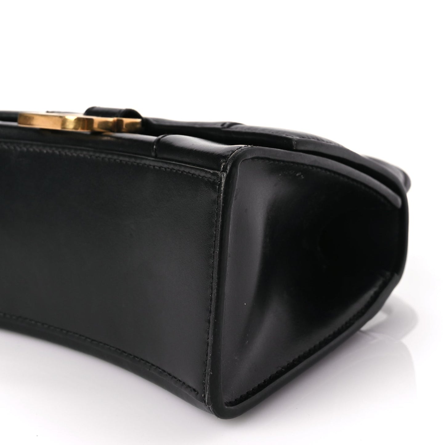 Balenciaga Shiny Box Calfskin Hourglass Top Handle Bag XS Black