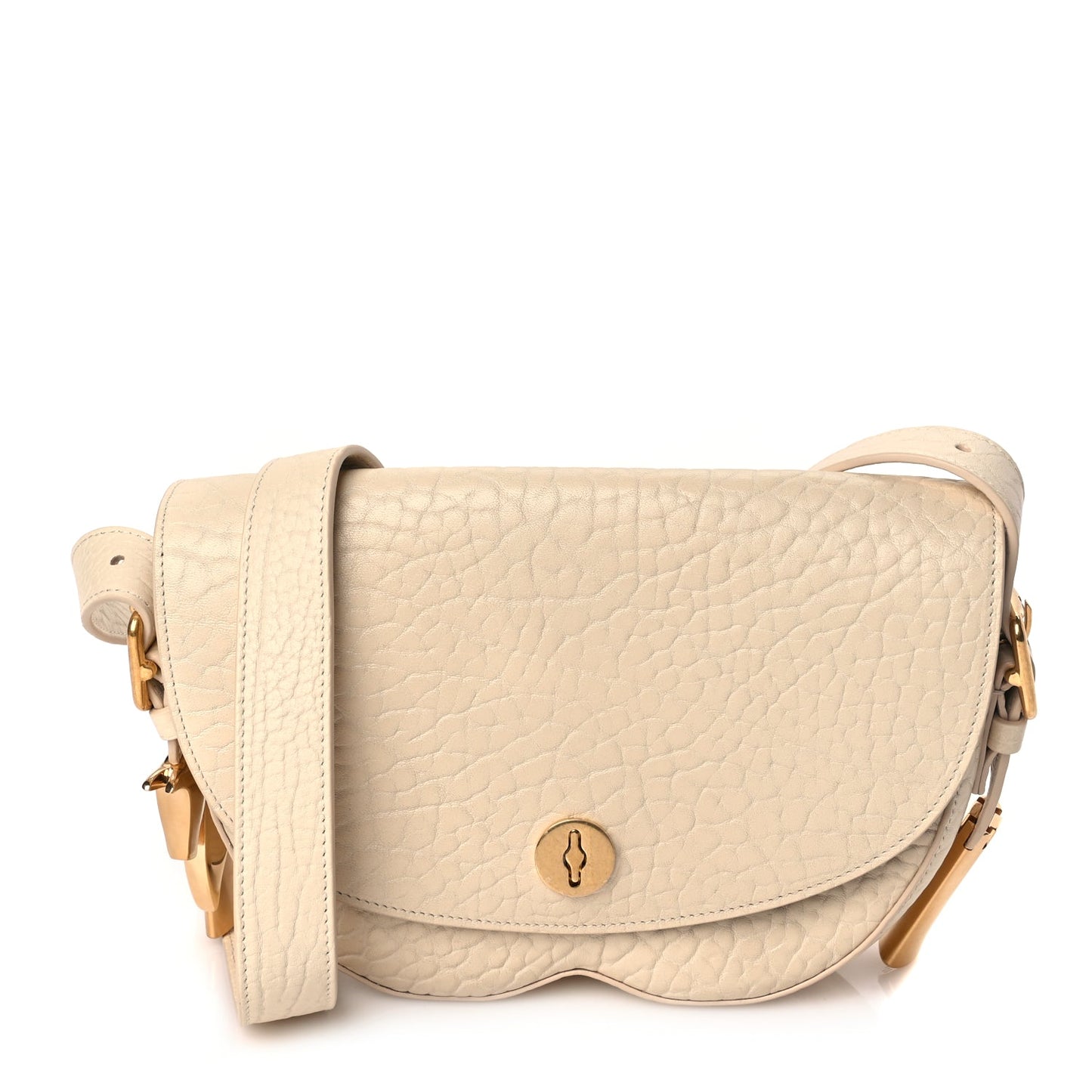 Burberry Grain Calfskin Chess Satchel Bag Beige