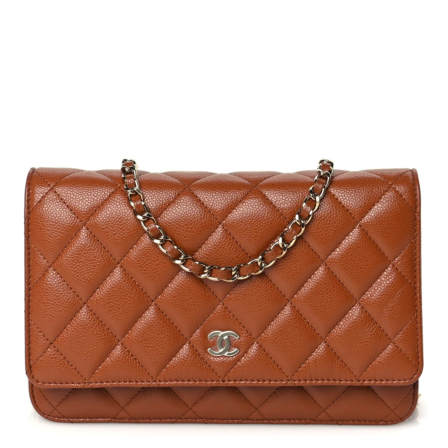 Chanel Caviar Quilted Wallet On Chain WOC Light Brown