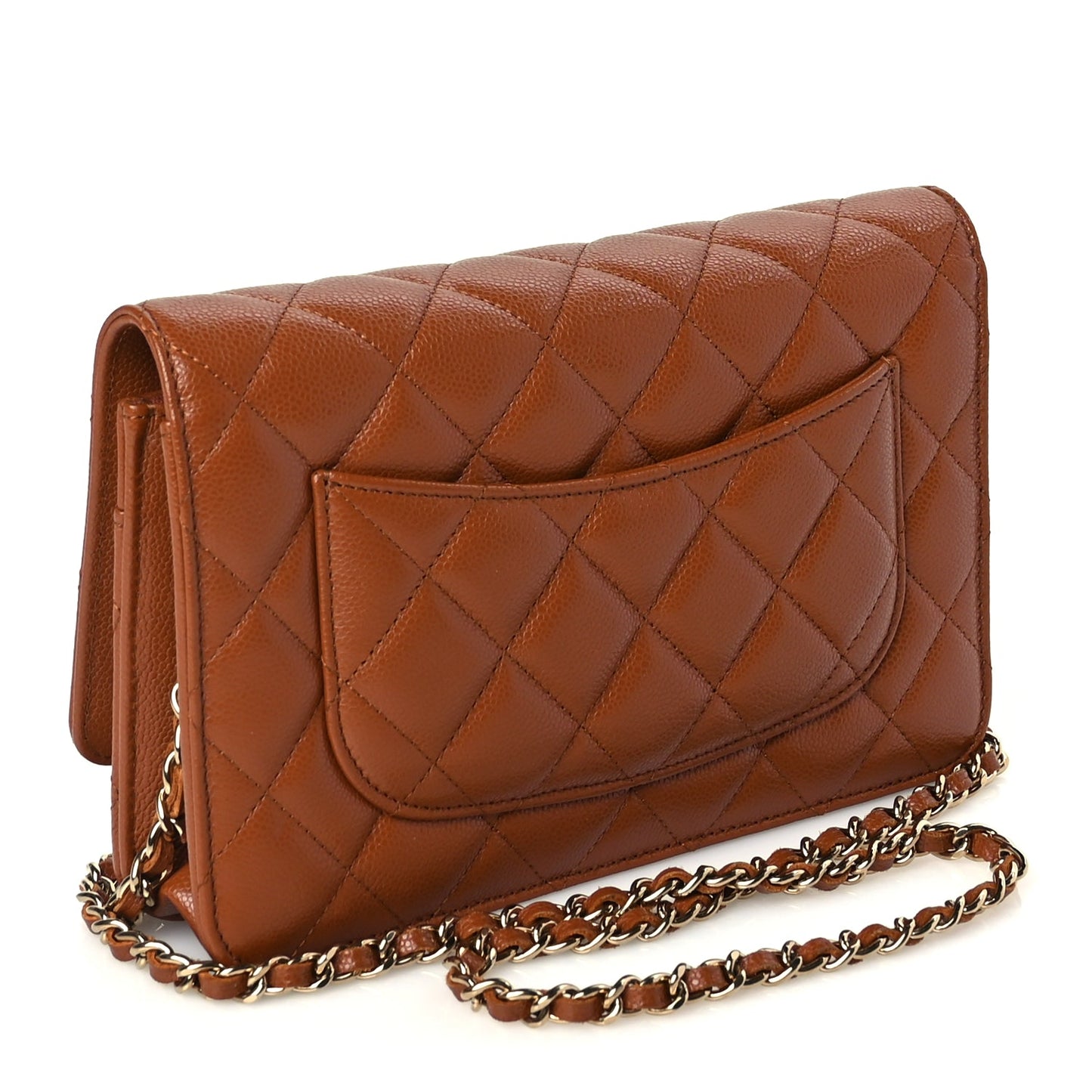 Chanel Caviar Quilted Wallet On Chain WOC Light Brown