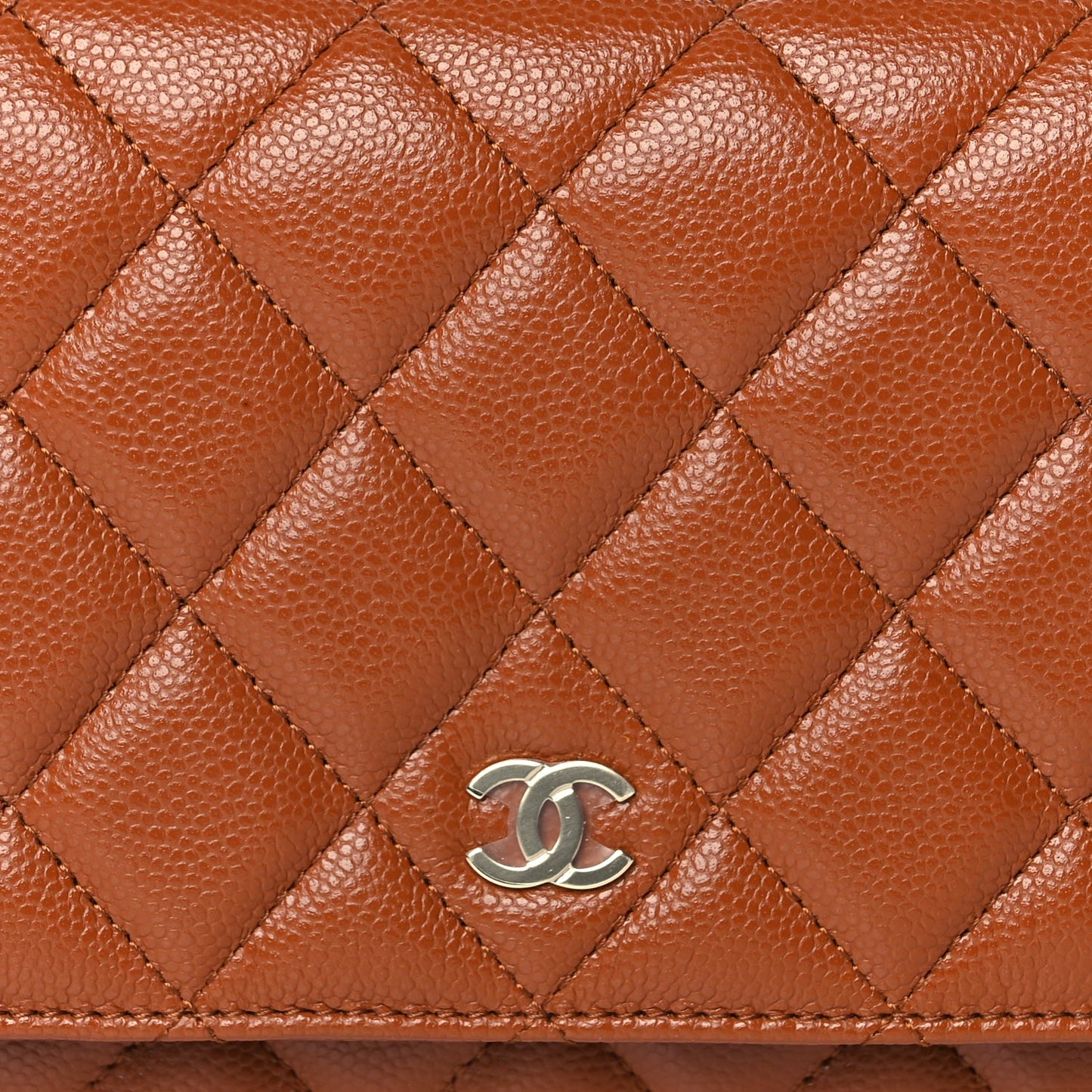 Chanel Caviar Quilted Wallet On Chain WOC Light Brown