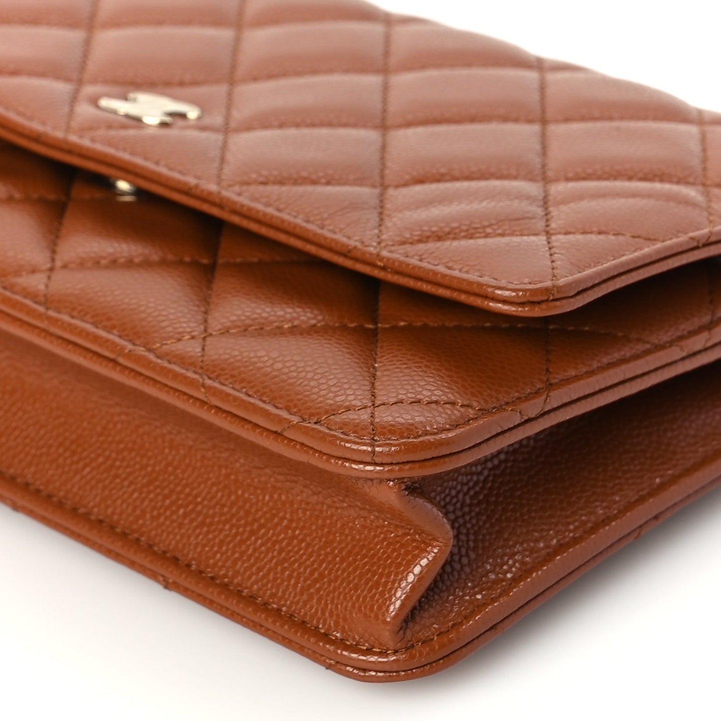 Chanel Caviar Quilted Wallet On Chain WOC Light Brown