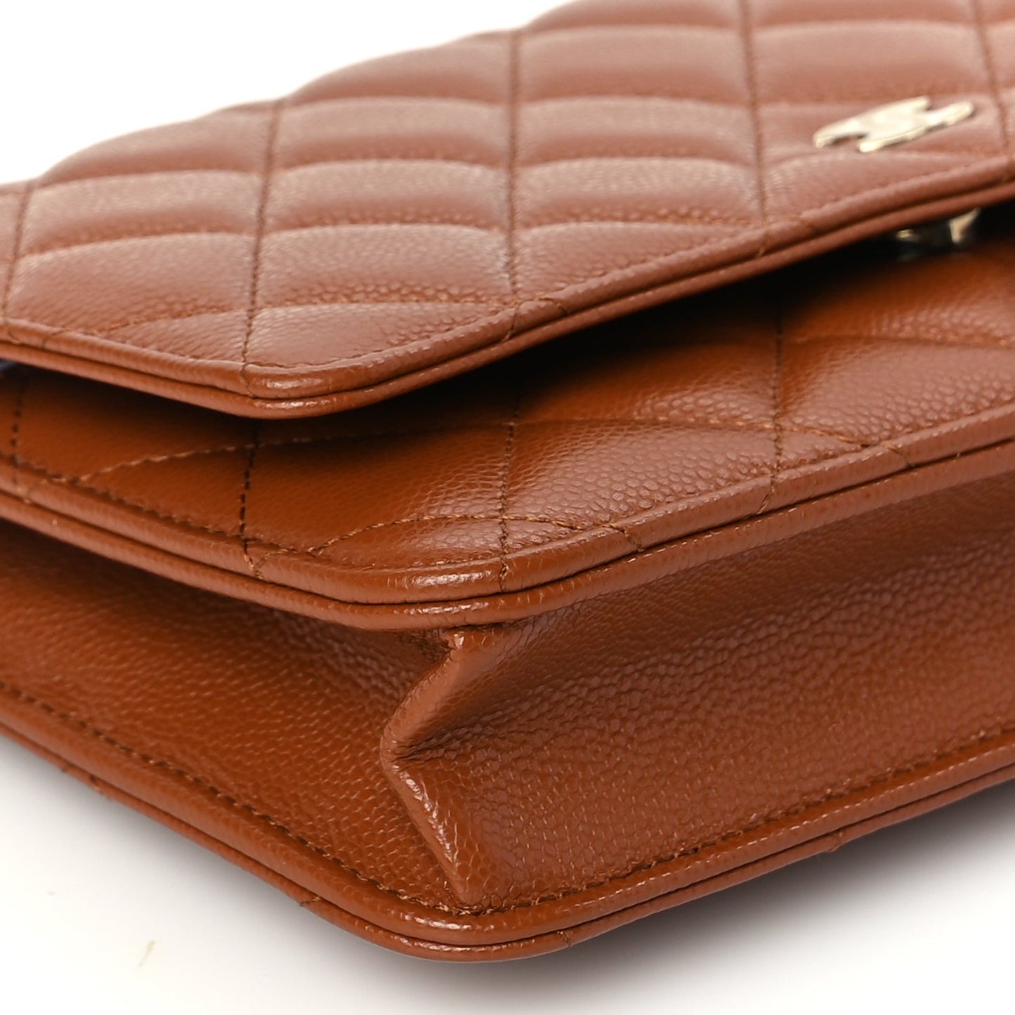 Chanel Caviar Quilted Wallet On Chain WOC Light Brown