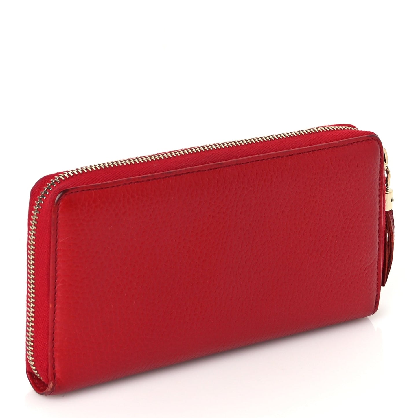 Gucci Pebbled Calfskin Soho Zip Around Wallet Red