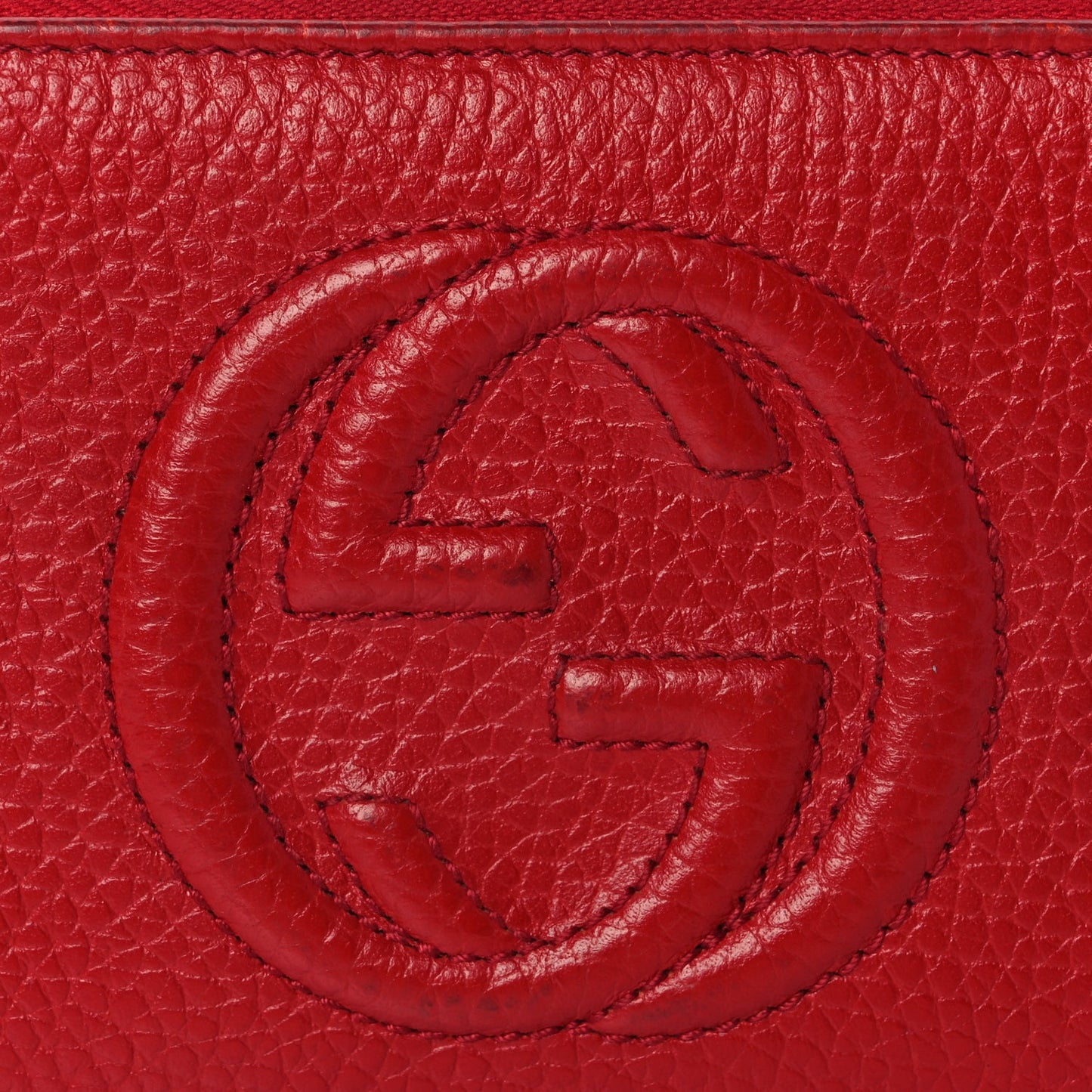 Gucci Pebbled Calfskin Soho Zip Around Wallet Red