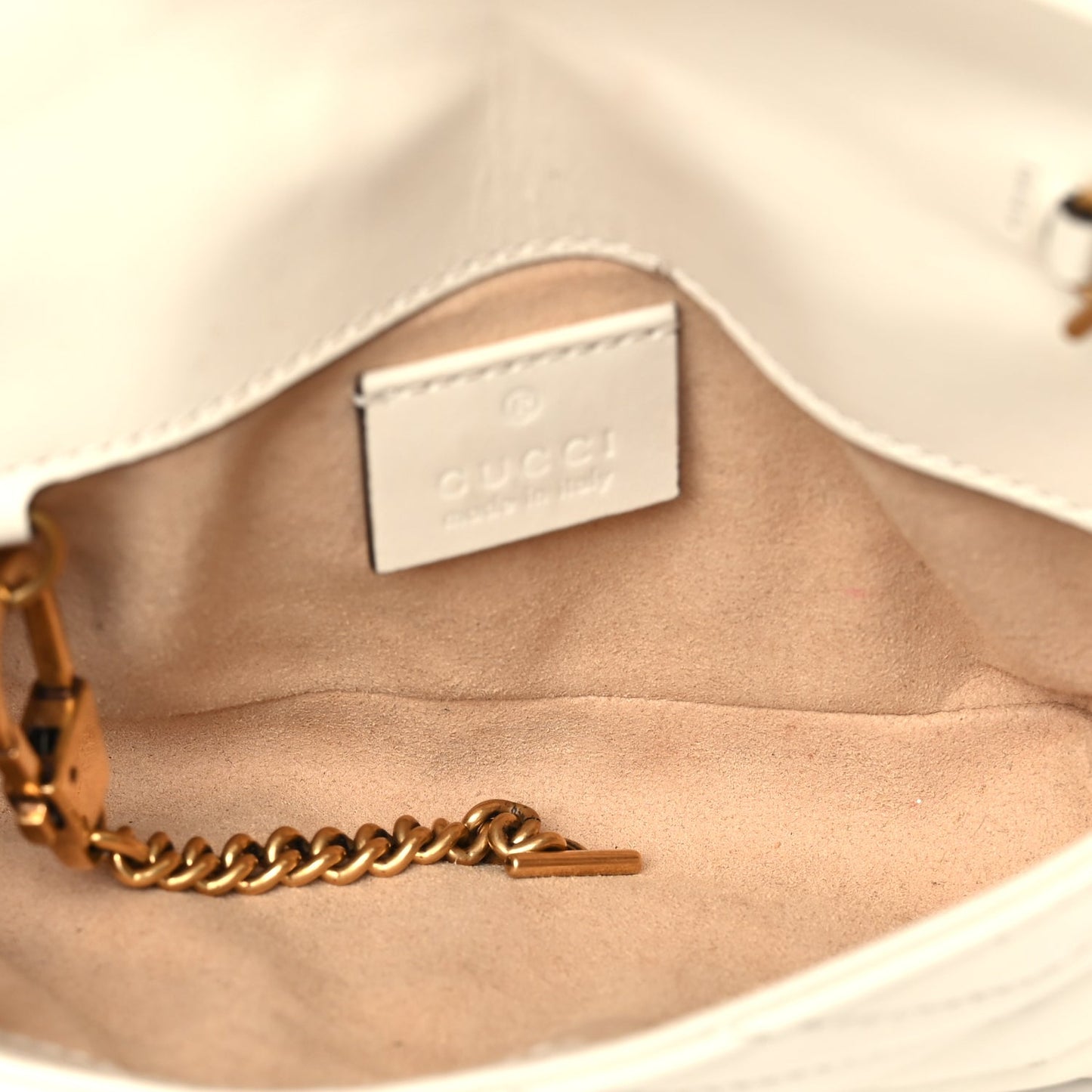 Gucci Calfskin Matelasse Super Mini GG Marmont Shoulder Bag White
