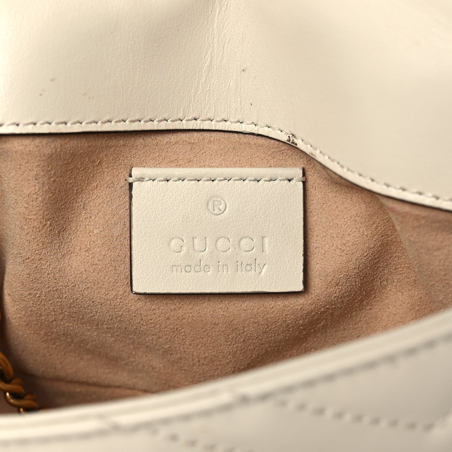 Gucci Calfskin Matelasse Super Mini GG Marmont Shoulder Bag White