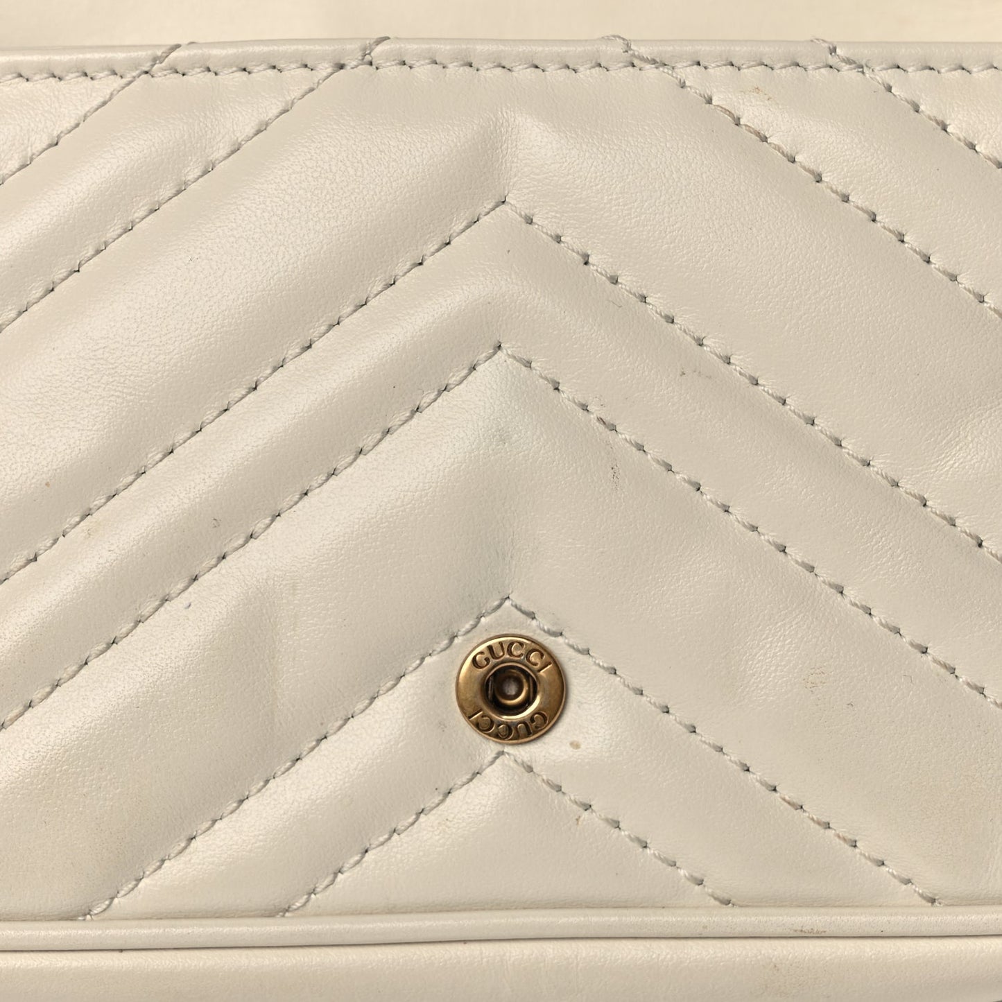 Gucci Calfskin Matelasse Super Mini GG Marmont Shoulder Bag White