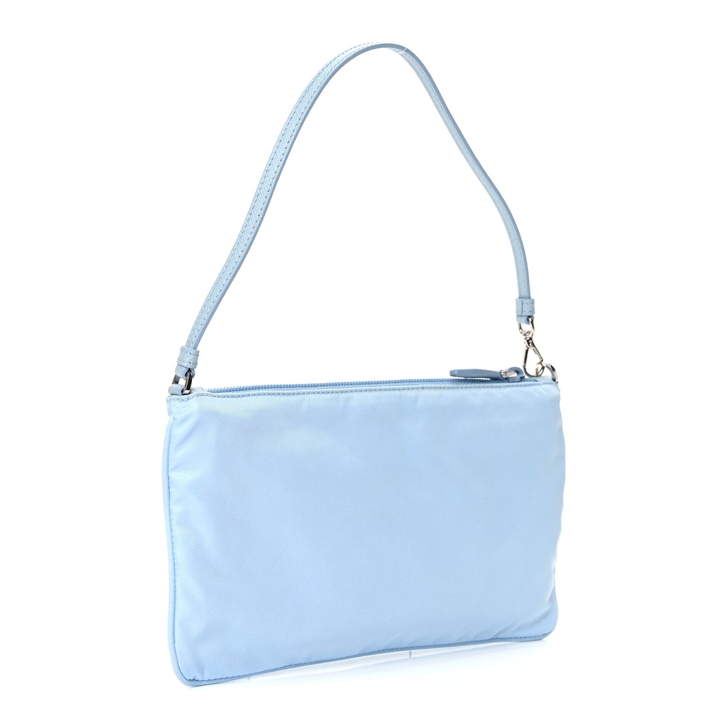 Prada Re-Nylon Vela Saffiano Mini Pochette Bag Celeste