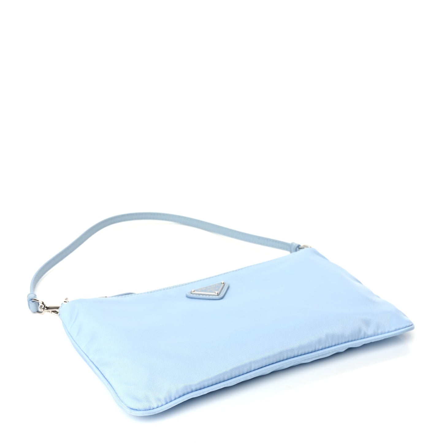 Prada Re-Nylon Vela Saffiano Mini Pochette Bag Celeste