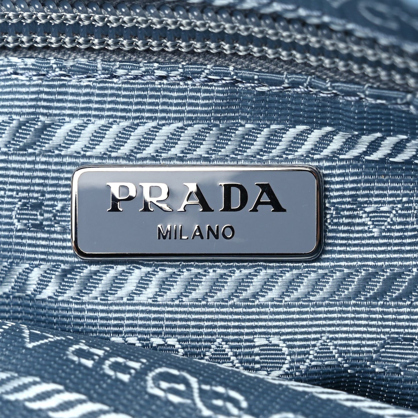 Prada Re-Nylon Vela Saffiano Mini Pochette Bag Celeste