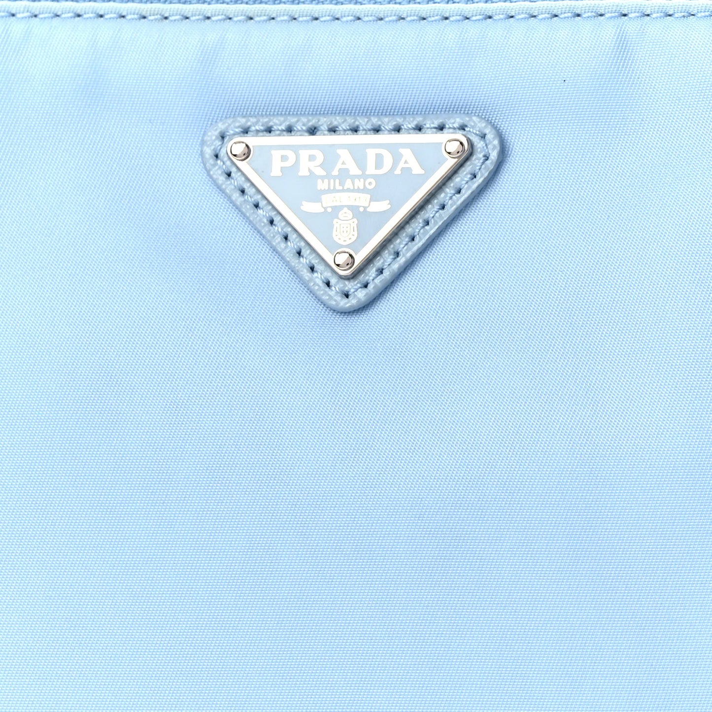 Prada Re-Nylon Vela Saffiano Mini Pochette Bag Celeste