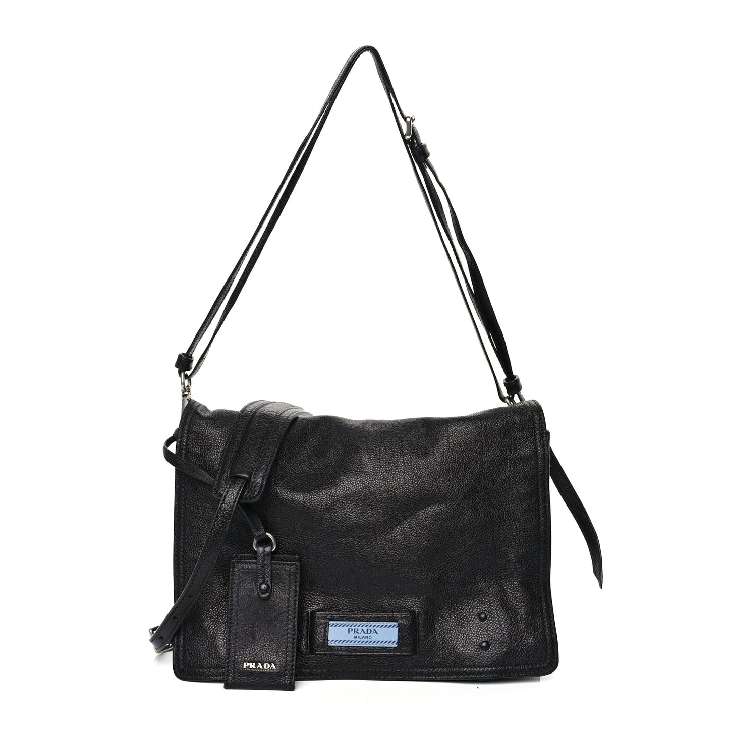 Prada Glace Calf Etiquette Flap Black Astrale