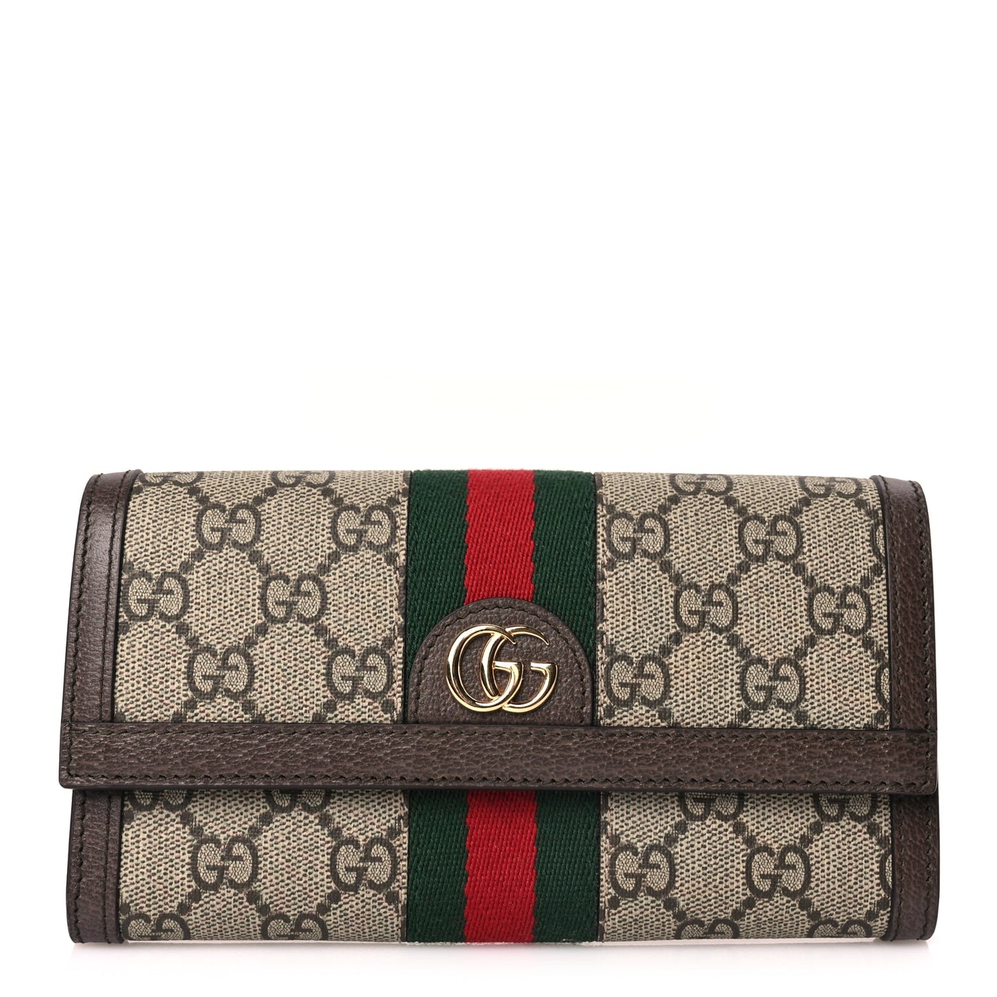 Gucci GG Supreme Monogram Web Ophidia Continental Wallet Brown