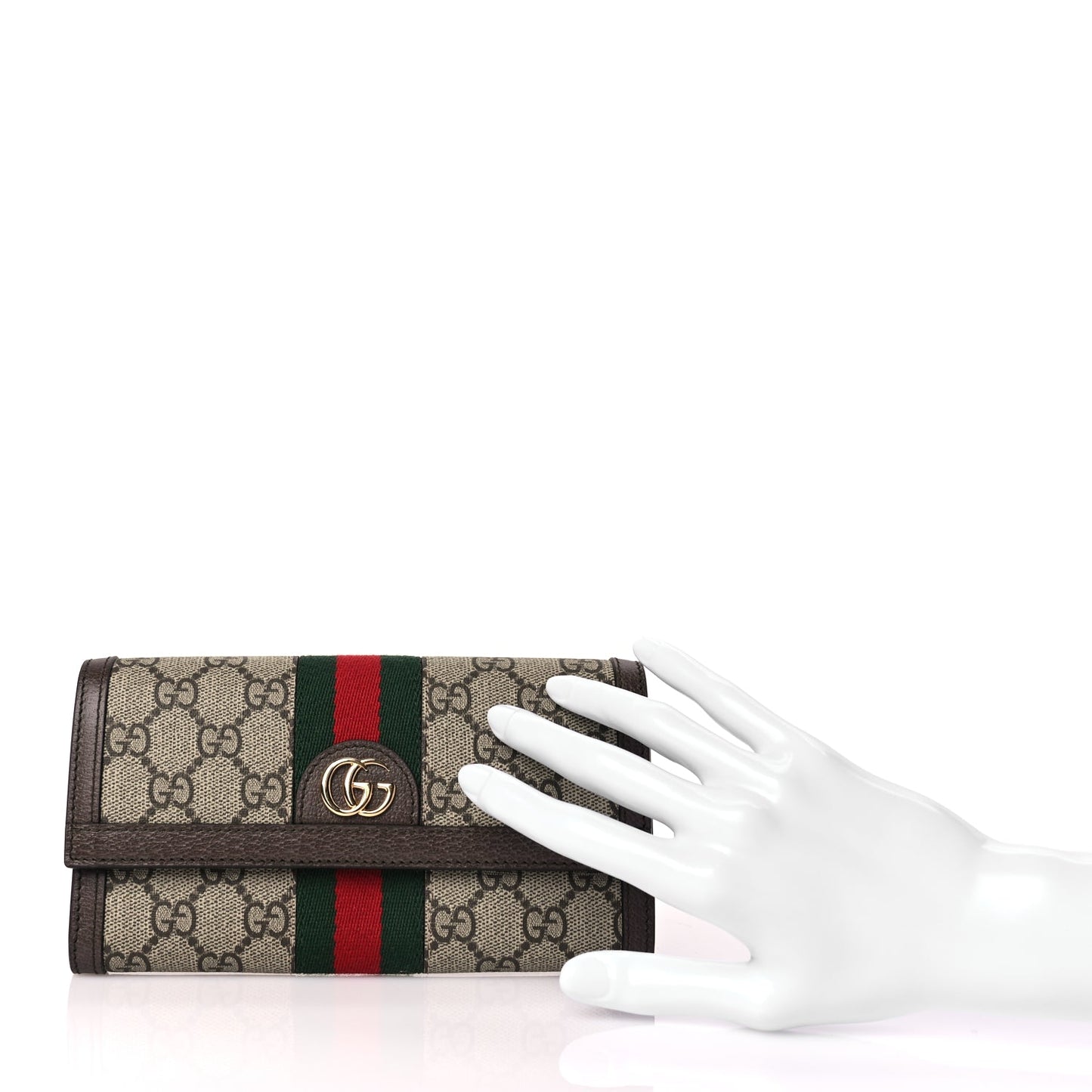 Gucci GG Supreme Monogram Web Ophidia Continental Wallet Brown
