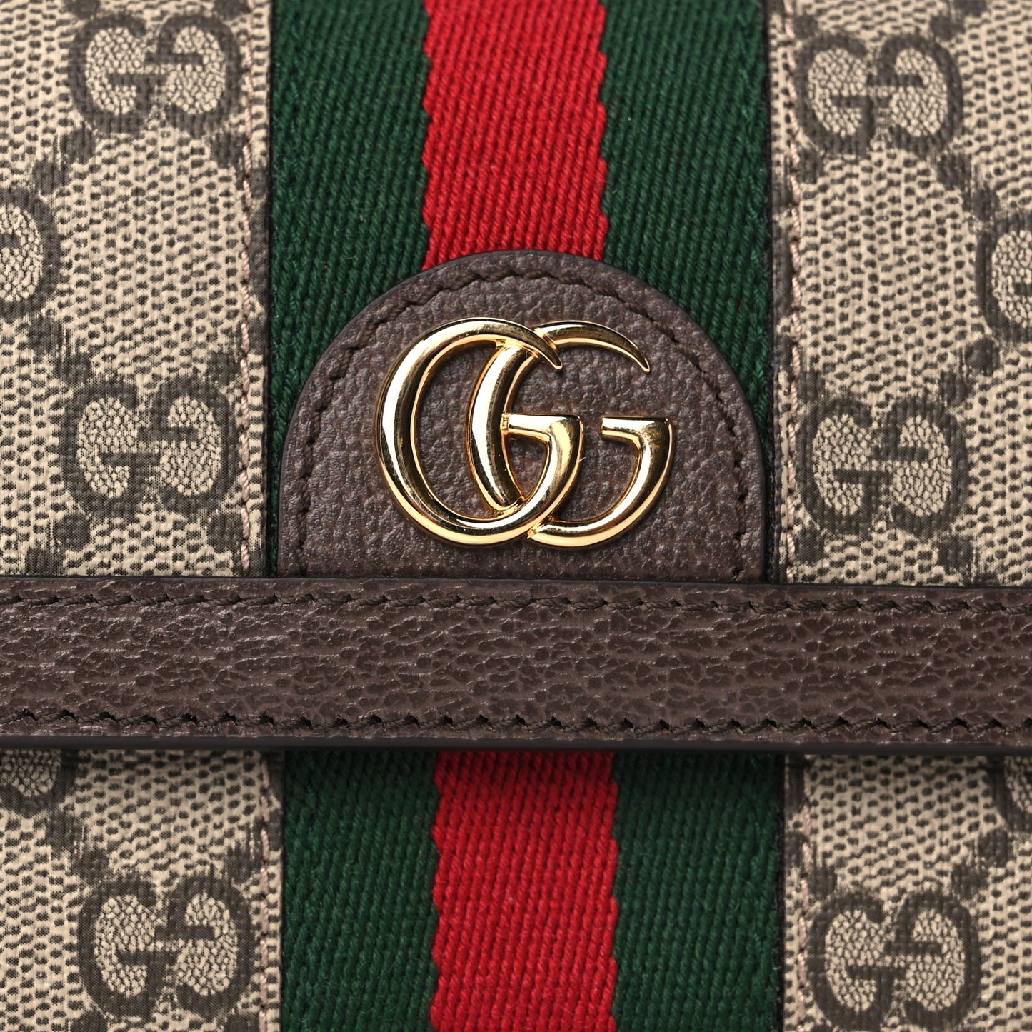 Gucci GG Supreme Monogram Web Ophidia Continental Wallet Brown