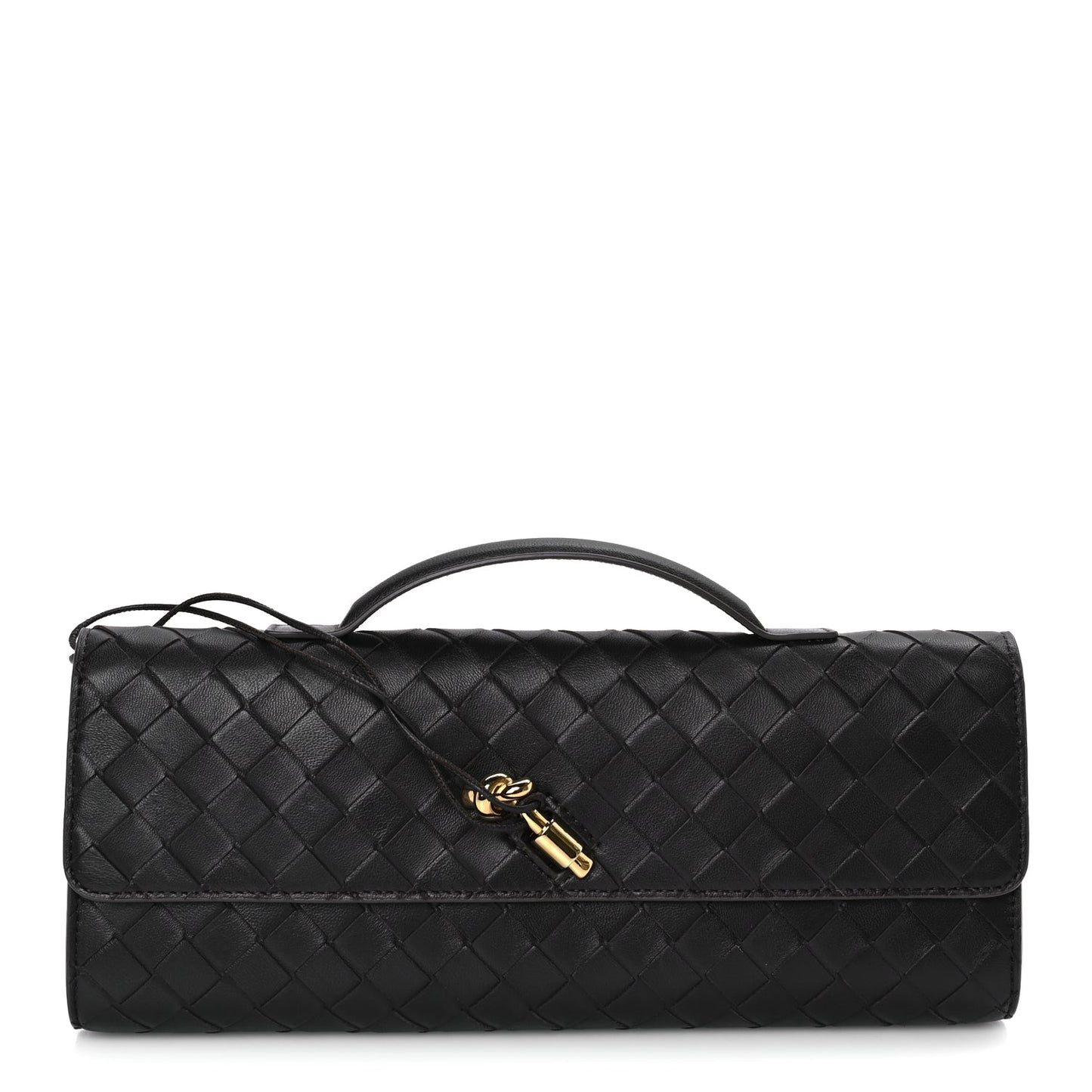 Bottega Veneta Nappa Intrecciato Long Andiamo Top Handle Clutch Fondant