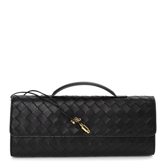 Bottega Veneta Nappa Intrecciato Long Andiamo Top Handle Clutch Fondant
