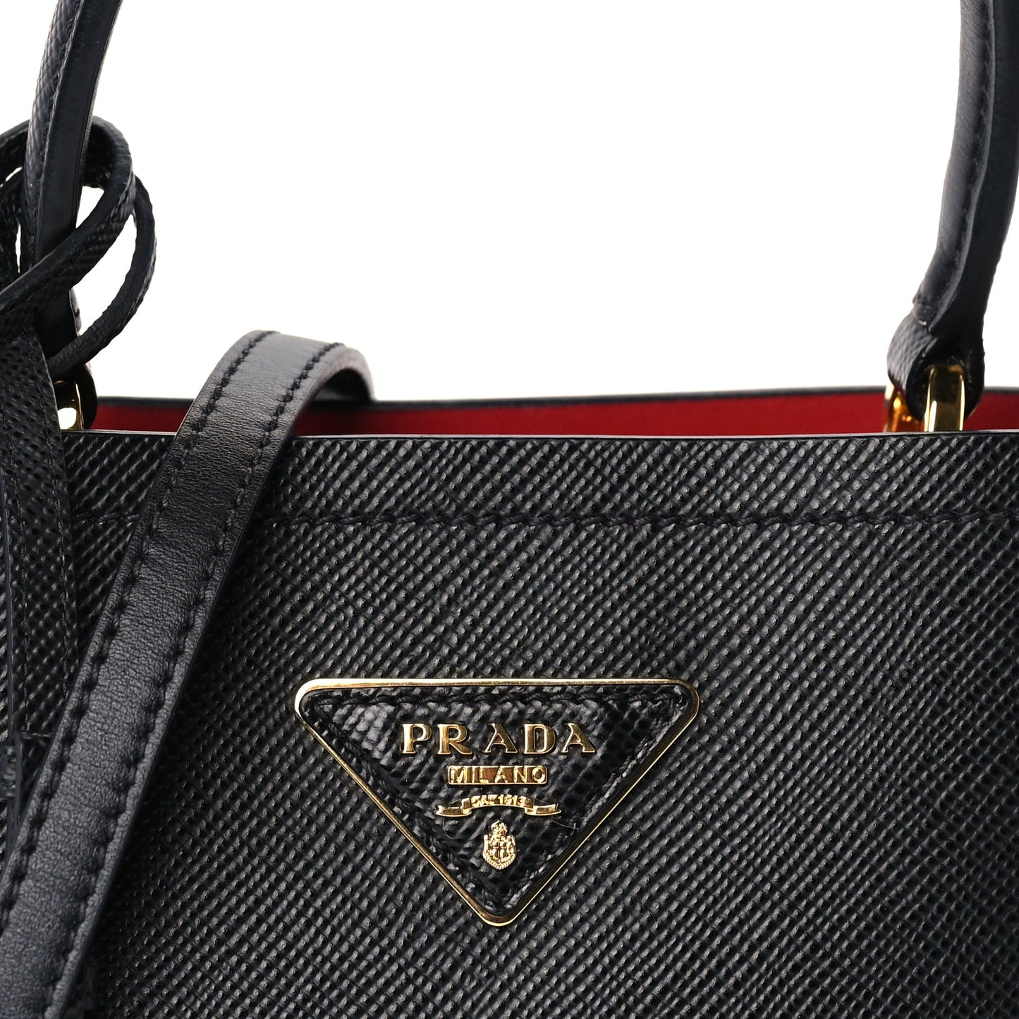 Prada Saffiano Cuir Small Panier Bucket Bag  Black Fuoco