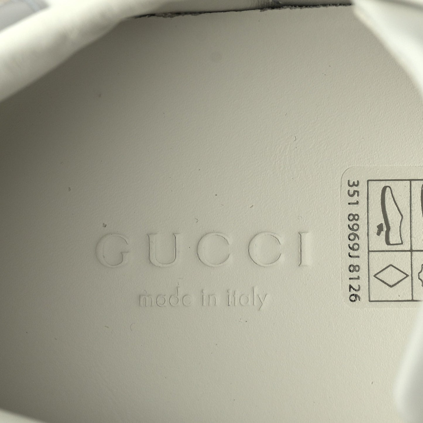 Gucci Calfskin Interlocking G Perforated Womens Ace Sneakers 37.5 White Grey Sky