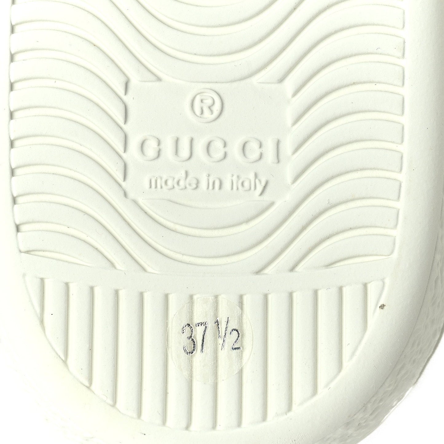 Gucci Calfskin Interlocking G Perforated Womens Ace Sneakers 37.5 White Grey Sky