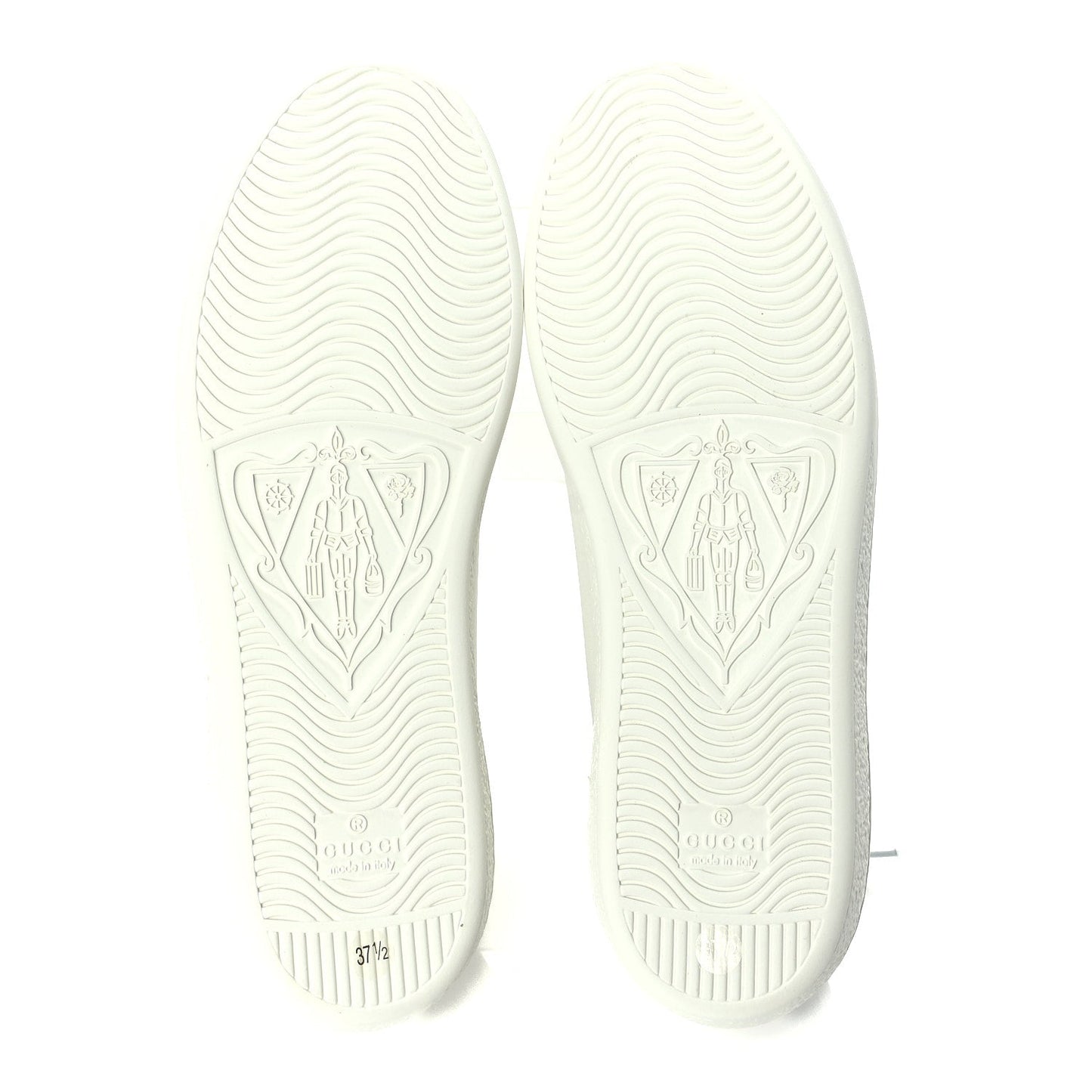 Gucci Calfskin Interlocking G Perforated Womens Ace Sneakers 37.5 White Grey Sky