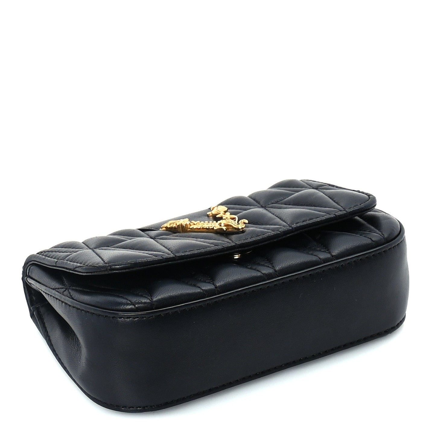Versace Nappa Quilted Virtus Evening Bag Black