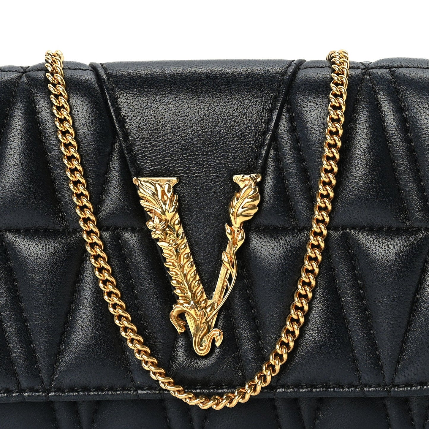 Versace Nappa Quilted Virtus Evening Bag Black