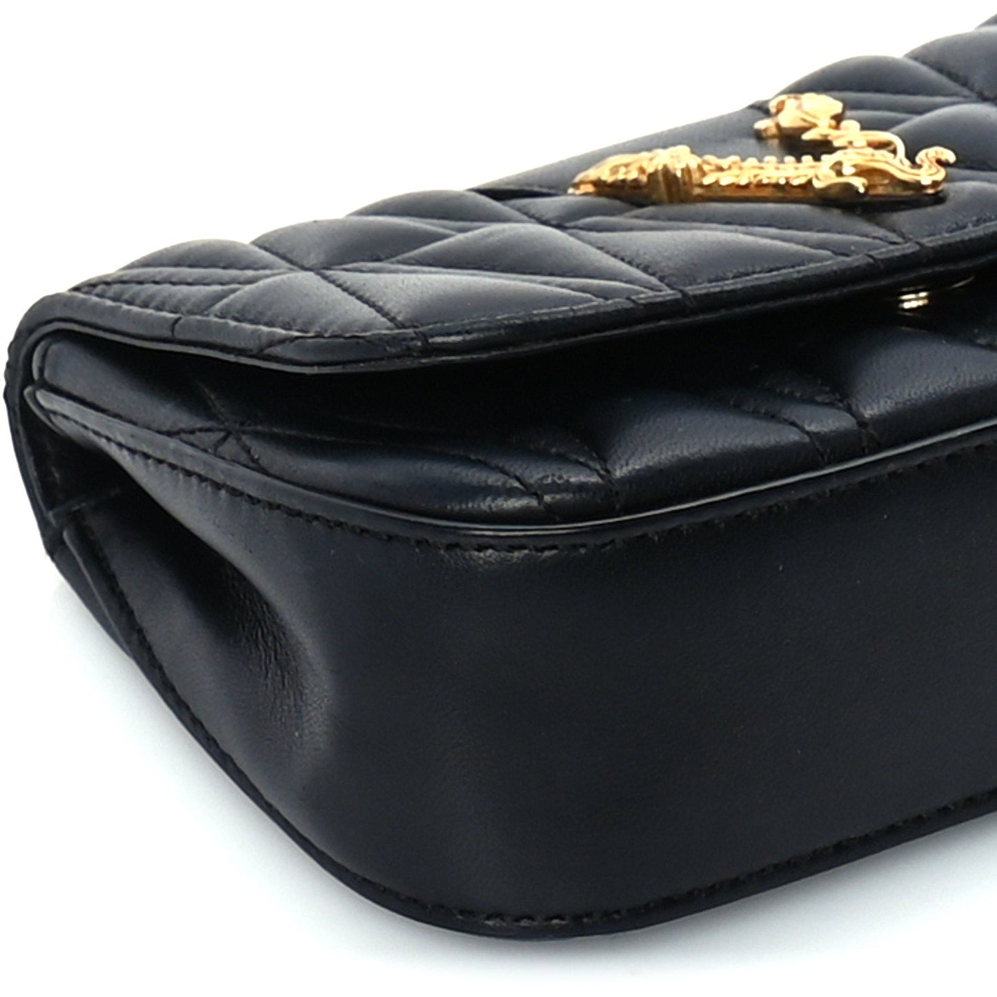 Versace Nappa Quilted Virtus Evening Bag Black