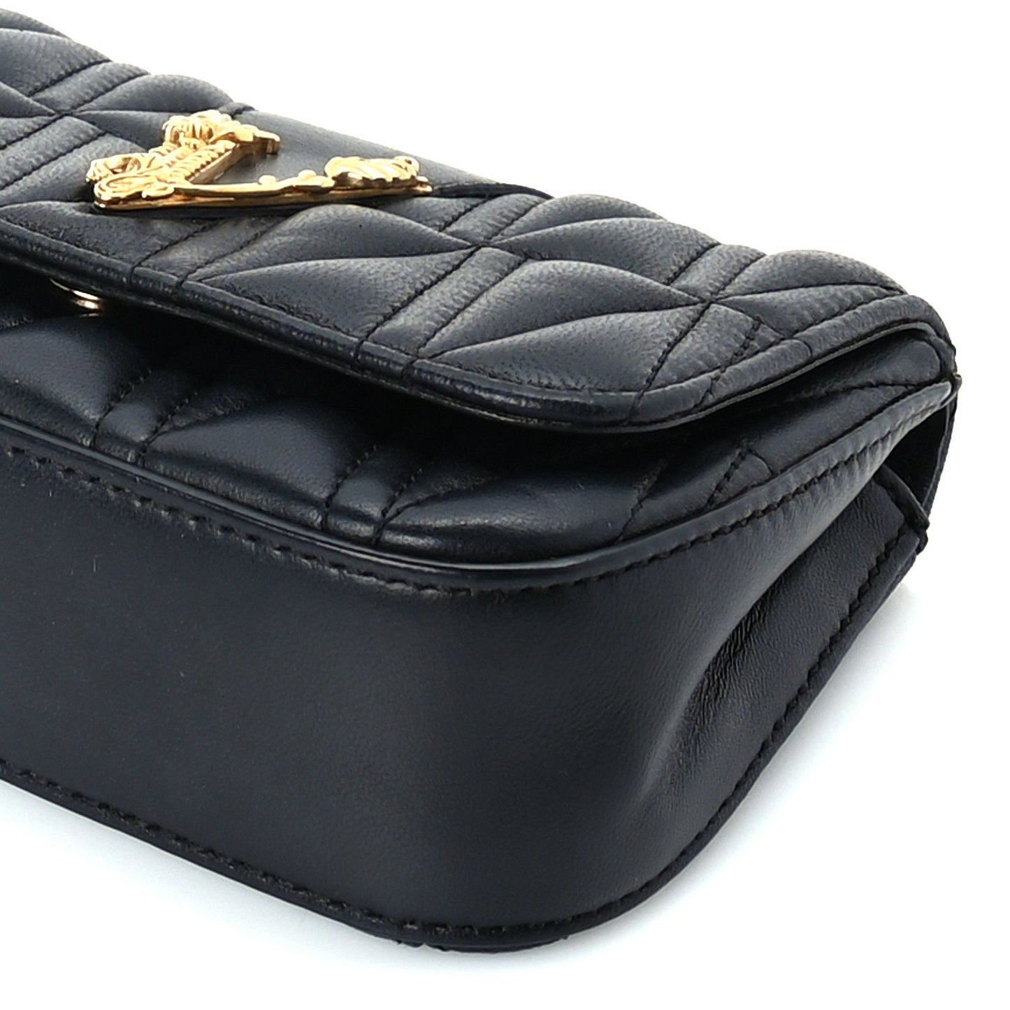 Versace Nappa Quilted Virtus Evening Bag Black