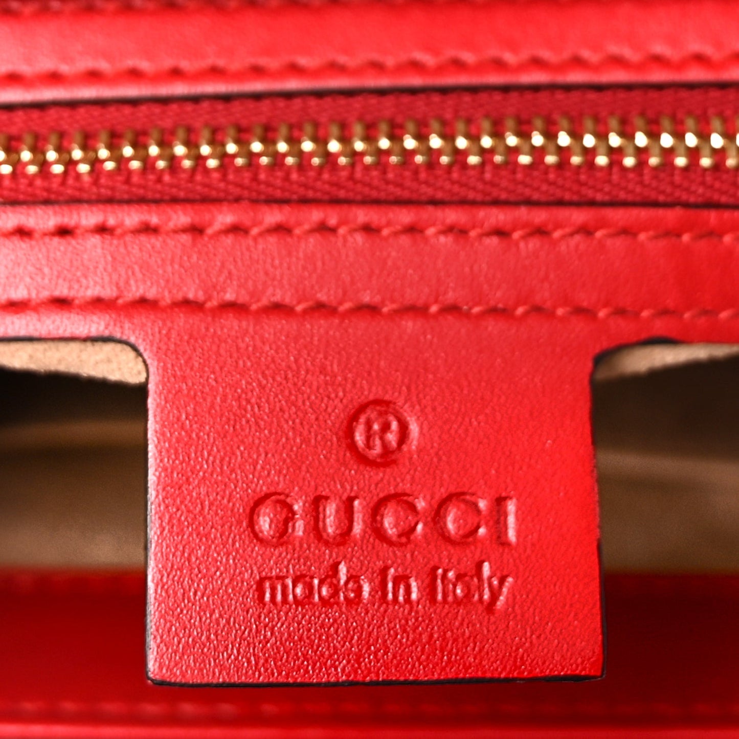 Gucci Guccissima Signature Small Padlock Top Handle Bag Hibiscus Red