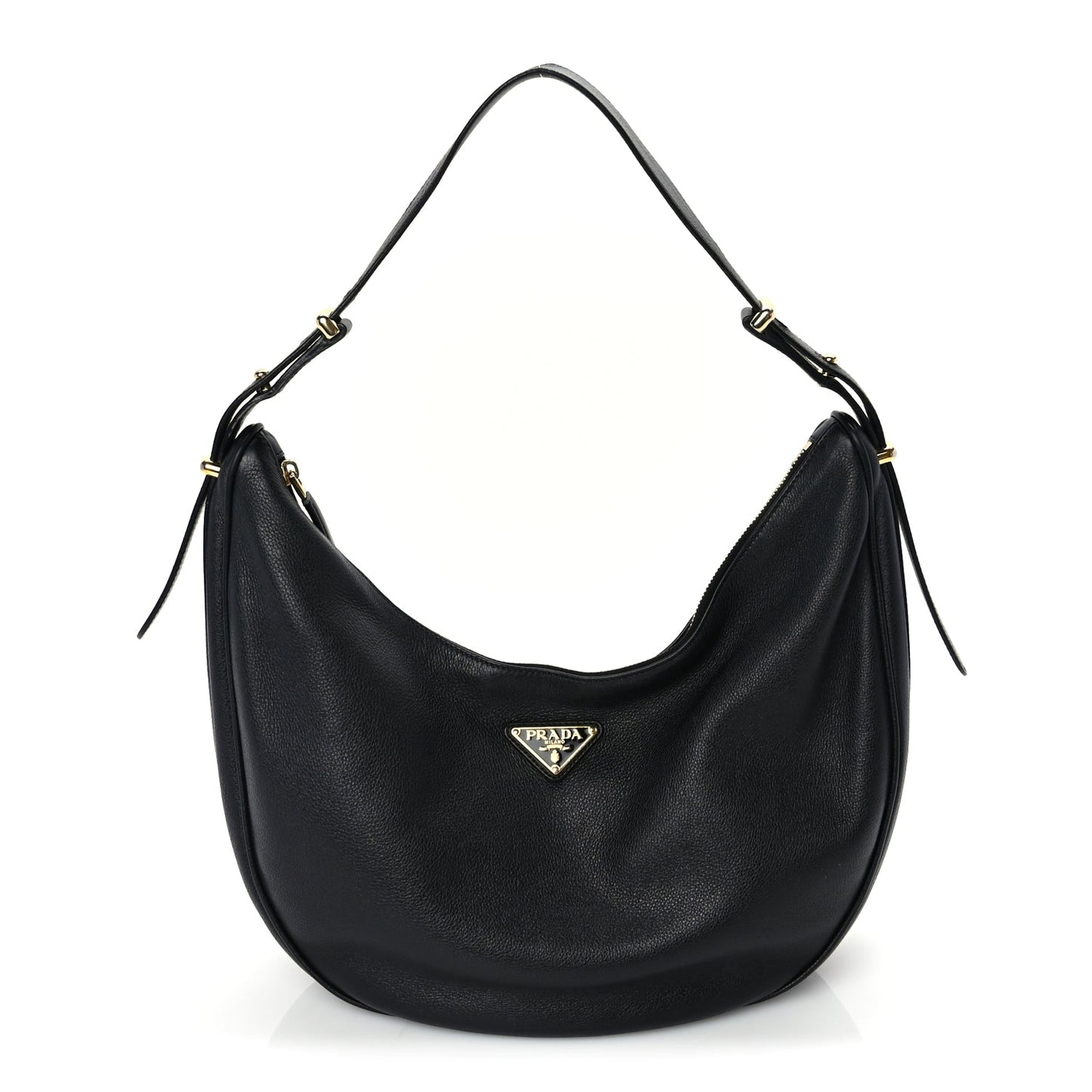 Prada Soft Calfskin Arque Shoulder Bag  Black