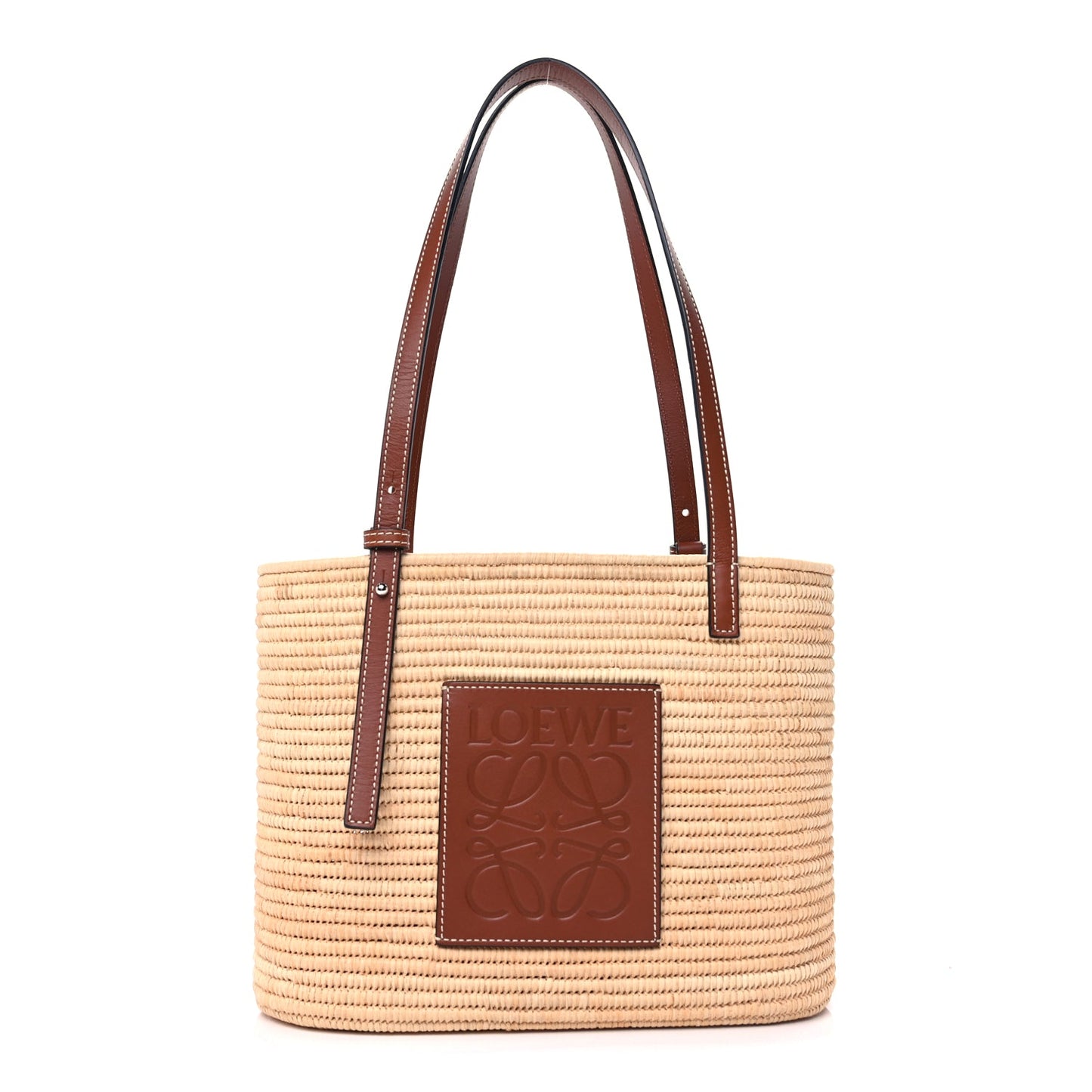 Loewe Raffia Small Square Basket Tote Bag Natural Tan