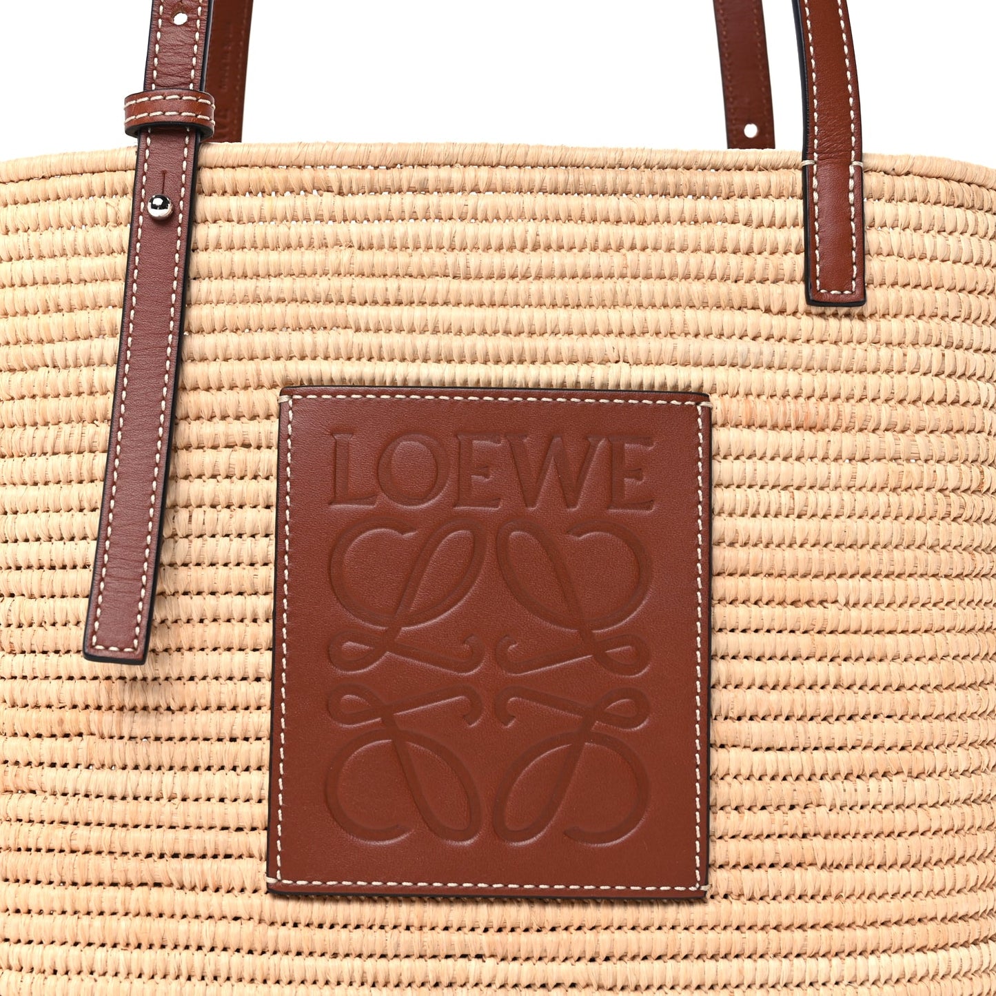 Loewe Raffia Small Square Basket Tote Bag Natural Tan